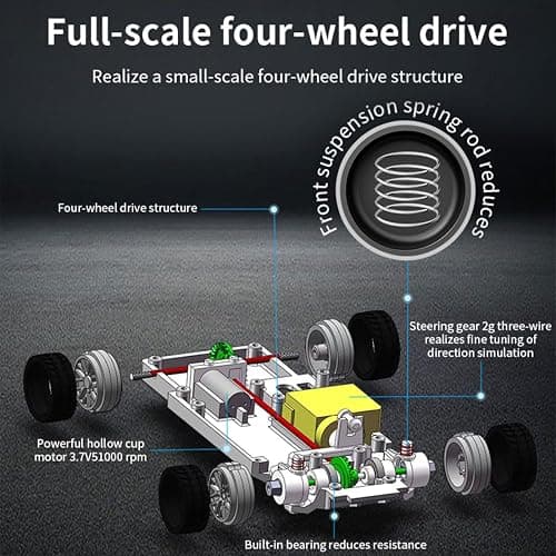 Goekhyrani RC Drift Car, 1/43 Scale 2.4G Full Proportional RC Electric Mini Racing Drift Car Model with Lights Kit，RCS Model Cars Gifts for Adults (RTR Version/Black and White) thumbnail 6