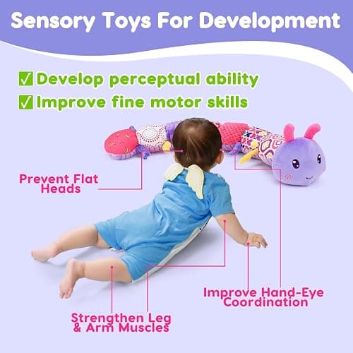 Topsochir Baby Girl Toys 0-3-6 Months Musical Stuffed Animals Plush Caterpillar Toy with Crinkle Rattles Tummy Time Sensory Learning Toys for Infants 6-9-12 Months Newborn Girls Boys Shower Gifts thumbnail 3