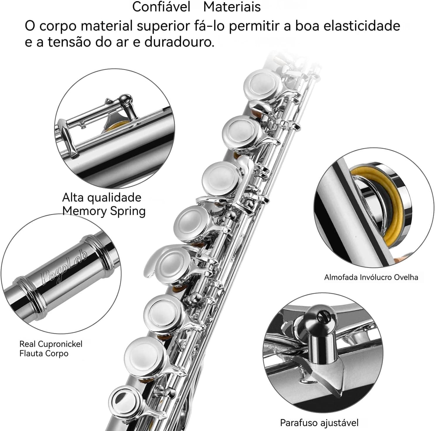 VEDO Flauta C maior Transversal Kit - Boca Corte Biselado, Premium instrumento musical Chaves Ajustáveis, Estojo Portátil e Som Fluido Ideal para Bandas Marciais Presentes Musicais thumbnail 2