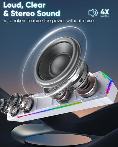 LENRUE G11 PC Speakers for Desktop, Touch Lights Computer Speakers with Surge Clear Sound, USB C/USB Powered for Computer Desktop PC Laptop Monitor (White) thumbnail 2