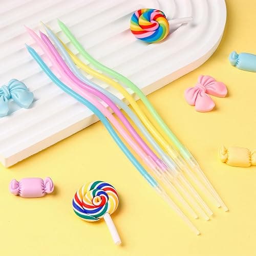 24 Pcs Rainbow Colors Spiral Long Thin Birthday Candles, Twisted Curved Candle Cake Topper, Birthday Parties, Wedding Decoration thumbnail 3