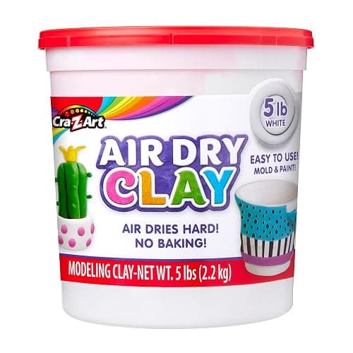 Cra-Z-Art Air Dry Clay - 5lb Bucket Natural White Modeling Clay, Perfect for Sculpting, School Projects, Bulk Class Supplies for Teachers, Day Cares, Camps, Essential for School - Image 1