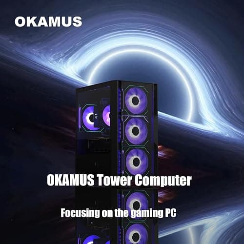 OKAMUS Gaming PC, i7 6700 CPU Up to 4.0GHz, RX 590 2304 SP 8GB DDR5 Graphics Card, 512 GB M.2, 16 GB RAM Pre-Built Computer, ARGB Fans x 4, Win 11 Home，WiFi 6 + BT 5.3, 400W PSU (RX 590+512GB+16GB) thumbnail 2