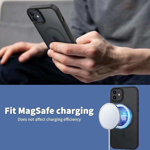 CACOE Magnetic Case for iPhone 12 & iPhone 12 Pro 2020 6.1 inch-Compatible with MagSafe & Magnetic Car Phone Mount,TPU Thin Phone Cases Cover Protective Shockproof Anti-Fingerprint(Matte Black) thumbnail 6