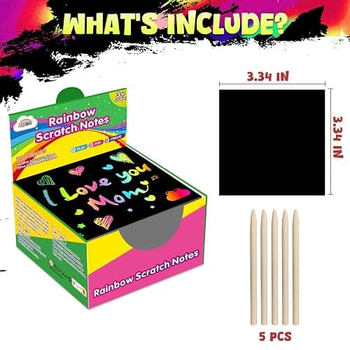 ZMLM 165 Rainbow Scratch Paper Art Crafts Mini Notes Stocking Stuffers for Kids Gifts 4 5 6 7 8 9 10 Years Old Girls Boys Students Teens Classroom Prizes School Supplies Birthday Party Toy Activity thumbnail 2