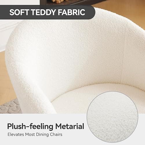 gusohey Modern Vanity Chair, Living Room Chair with Metal Legs,Teddy Fabric Dining Chair, Comfy Accent Chair for Makeup Room, Waiting Room, Dressing Room, Bedroom, Dining Room, Home Office (1, White) thumbnail 7