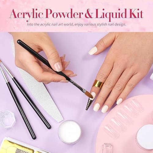 BORN PRETTY Acrylic Nail Kit - Powder & Liquid Set, Pink, White, Clear Acrylic Powder with Nail Liquid Monomer for Quick Gel Extensions thumbnail 7