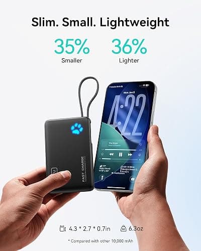 INIU 45W Power Bank, Fast Charging Portable Charger with Built-in USB C Cable, 10000mAh Small Type C Powerbank, Battery Pack for iPhone 17 16 15 14, iPad, Samsung S25 S24 etc Travel Camping Essentials thumbnail 3