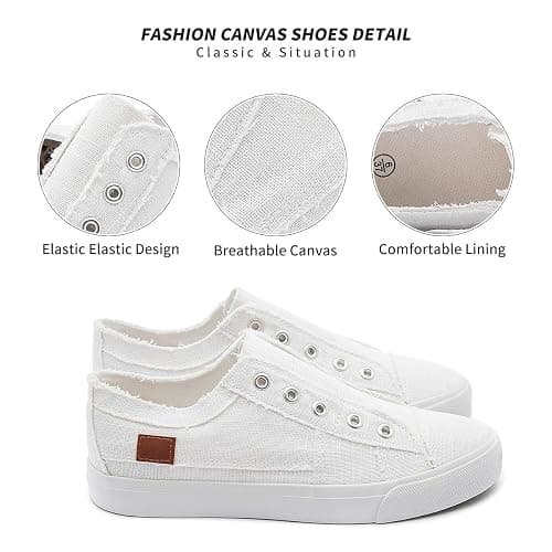 Women's Slip on Shoes Non Slip Fashion Canvas Sneakers Low Top Casual Shoes thumbnail 4
