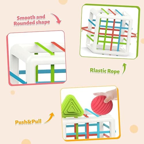MINGKIDS Montessori Toys for 1 Year Old, 6 Pc Multi Sensory Shape, Toddler Developmental Learning Birthday Gifts, Baby Toys 12 Month thumbnail 4