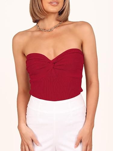 ANRABESS Tube Top for Women Summer Strapless Bandeau Knit Twist Knot Corset Crop Basic Tank Tops 2026 Vacation Beach Clothes thumbnail 8