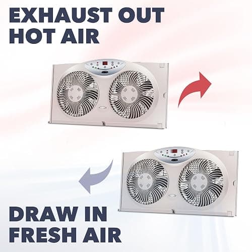 Bionaire Window Fan with Reversible Airflow Blades – 3-Speed Settings, Programmable Thermostat, LED Display, Remote Control, Fits 24–36" Windows, No Assembly Required thumbnail 8