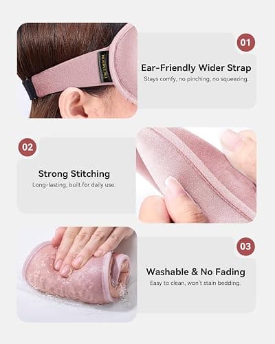 3D Weighted Sleep Mask for Women: 100% Light Blocking - Night Shift Nurse Essentials, Road Trip Travel & Long Flight, College Dorm Essentials for Girls - Lash-Friendly, Zero Eye Pressure, Pink thumbnail 6