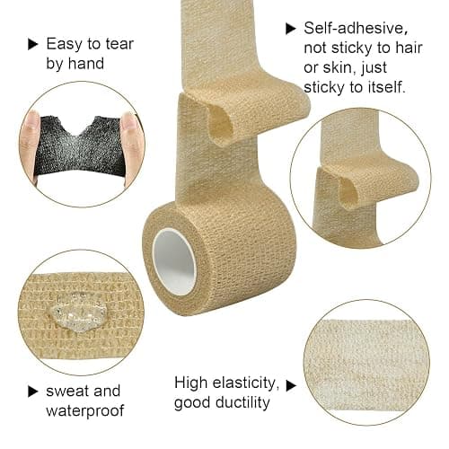 GooGou Self Adherent Wrap Bandages Self Adhering Cohesive Tape Elastic Athletic Sports Tape for Sports Sprain Swelling and Soreness on Wrist and Ankle 12PCS 2 in X 14.7 ft (Black 12pcs) thumbnail 5