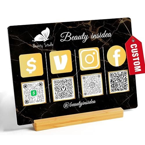 Personalized Custom Metal QR Code Sign Venmo Cashapp Scan to Pay with Stand Instagram Facebook Social Media QR Signs Bar Code QR Plaque Print for Business Salon Beauty Store Restaurant Wifi Sign (Vertical 4) - Image 1