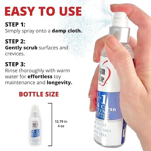 Adam & Eve Sex Toy Cleaner, 4 In 1 Pure And Clean Misting Spray, Fast Acting Misting Spray For Adult Toys, Vibrators, Dildos, Fresh Scent, Water Based Formula Perfect for Gifting, 4 oz (Pack of 2) thumbnail 5