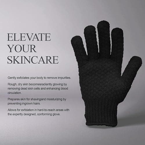 Evridwear Exfoliating Dual Texture Bath Gloves for Shower, Spa, Massage and Body Scrubs, Dead Skin Cell Remover, Gloves with Hanging Loop (1 Pair Black Heavy Glove) thumbnail 4