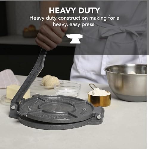 Alpha Living Tortilla Press – 8 Inch Cast Iron Quesadilla Maker – Heavy Duty Empanada Maker Press – Cast Iron Tortilla Maker for Kitchen, Home Use thumbnail 4