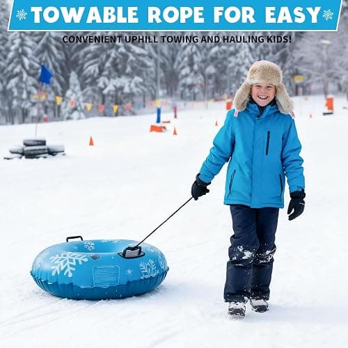 ZMLM Snow Tube for Sledding -2 Pack/3 Pack 36" Inflatable Snow Sled for Kids and Adults Heavy Duty Blow Up Tube with Handles Outdoor Winter Toys Gift for Sport Supplies thumbnail 7