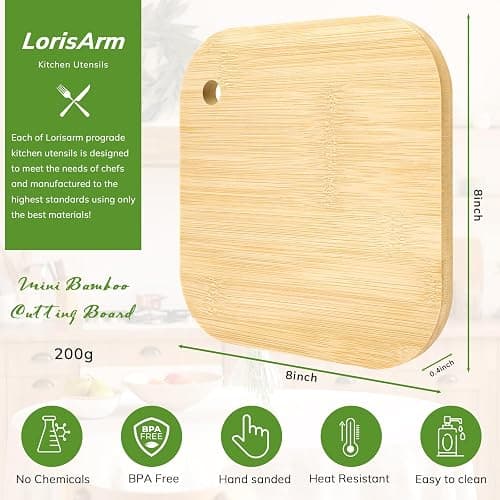 LorisArm Small Bamboo Wood Cutting Board 8"Mini Lightweight Wooden chopping boards for Fruit, Vegetable, Camping Trip. thumbnail 2
