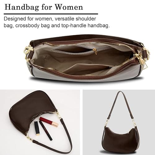 Shoulder Bags for Women Leather Cute Hobo Tote Handbag Under the Arm Purses Mini Clutch Purse with Zipper Closure thumbnail 7