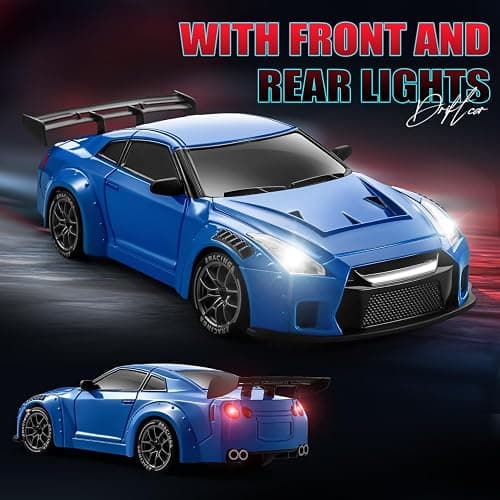 ACAMMZAR RC Drift Car, 1:24 Remote Control Car for Kids, 20KM/H 4WD High Speed RC Cars with Lights, Extra Racing Tires, Vehicle for Adults Boys Girls, Blue thumbnail 4