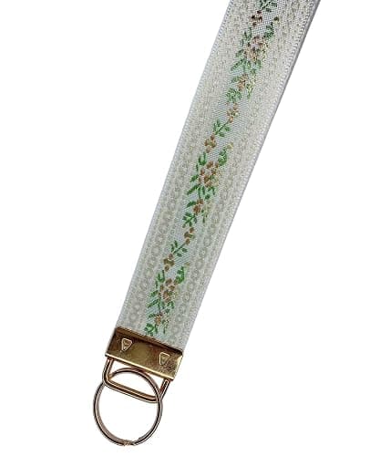 BattleTim Floral Embroidered Fabric Keychain Wristlet Key Fob Keychain Car Key Chain Holder Handmade Wristband for Women thumbnail 3