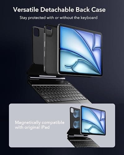 ESR iPad Air 11 Inch Case with Keyboard (M3/M2, 2025/2024) & iPad Pro 11/Air 5th/4th Gen Keyboard, Easy-Set Magnetic Stand, Portrait/Raised Modes, with Removable Protective Case, Black thumbnail 4