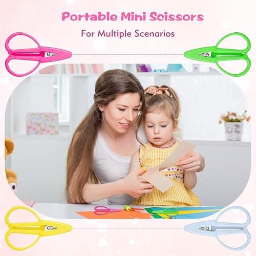 4 Pack Mini Scissors - Small Sharp Scissors All Purpose with Cover Tiny Detail Scissor for Travel Crafts Sewing Embroidery DIY (4 Colors) thumbnail 6