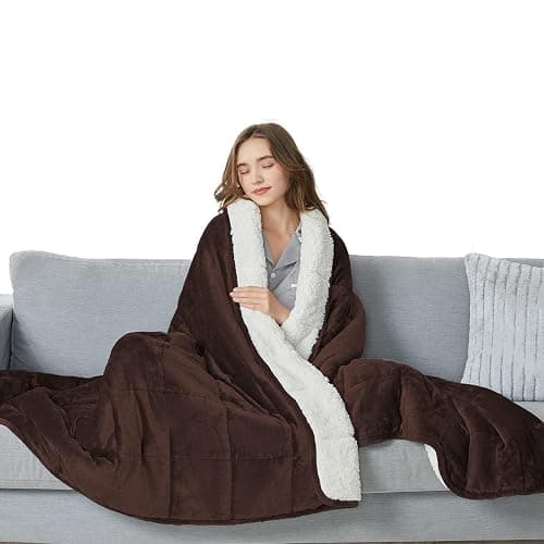 yescool Weighted Blanket for Adults (20 lbs, 60" x 80", Brown) Heavy Blanket for Sleeping Perfect for 140-160 lbs, Queen Size Breathable Blanket with Premium Glass Bead, Machine Washable thumbnail 2