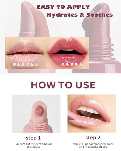 Tinted Peptide Lip Balm,4Pcs Hydrating Lipgloss Moisturizer Nude Pink Rose Red Liptint, Plumping Jelly Lip Treatment Balm Non-Stick Lips Glow Oil Mother's Lips Care Makeup Gift-01+02+03+08 thumbnail 6