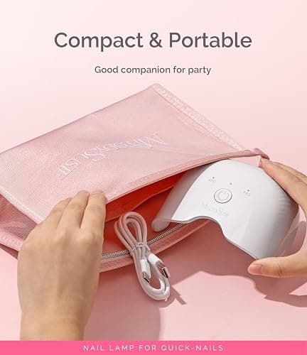 MelodySusie Small LED UV Nail Lamp with Lightweight Design, P-ART06F Nail Dryer with Simple Button Control Cures All Soft Gels at Home, Especially Half-Cured Gel, Base Coat & Top Coat White thumbnail 6