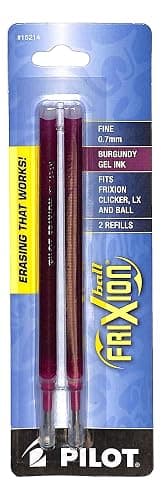 PILOT FriXion Gel Ink Refills For Clicker, LX & Ball Pens, Fine Point (0.7mm), Burgundy Ink, 2-Pack (15214) - Image 1