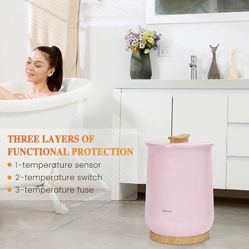 Keenray Towel Warmer, Luxury Towel Warmer Bucket, Large Towel Warmers for Bathroom, Auto Shut Off, Fits Up to Two 40"X70" Oversized Towels, Bathrobes, Blankets, PJ's and More, CL1(Pink) thumbnail 6