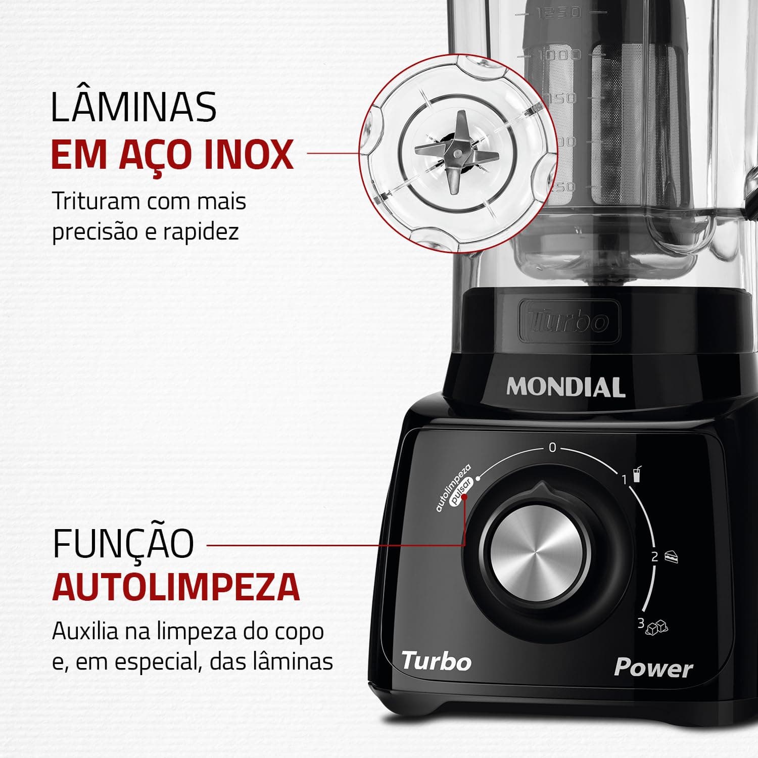 MONDIAL Liquidificador Turbo Power, Preto, 550W, 220V - L-99 FB thumbnail 6