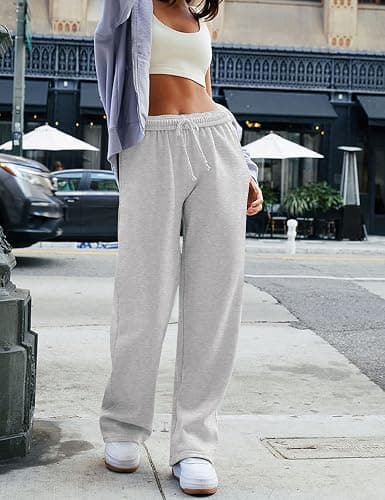 HeSaYep Women's Wide Leg Sweatpants 2025 Trendy Interior Drawstring Baggy Sweatpants High Waisted Casual Trousers Jogger Pant thumbnail 4