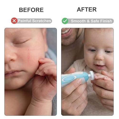 Fansidi Baby Nail Trimmer Electric, Easy & Safe Nail File for Newborn Infant Toddler, Whisper-Quiet Nighttime Use, 4-Stage Age-Matched Grinding Heads, LED Light, 18-Piece Kit, Blue, Baby Shower Gift thumbnail 7