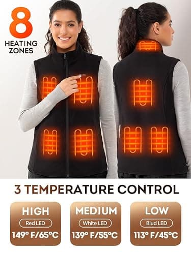 Muvenes Heated Vest for Women with 7.4V 16000mAh Battery Pack Included, Fleece Heated Vests Women, Electric Heating Vest thumbnail 3