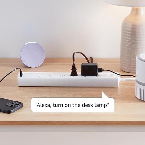 Amazon Basics Smart Plug Power Strip with 6 Individually Controlled Outlets and 3 USB Ports (2 USB-A and 1 USB-C), Works with Alexa Only, 2.4 GHz Wi-Fi, No Hub Required, White thumbnail 3