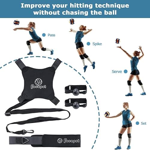 focopot Volleyball Training Equipment Aid,Solo Volleyball Trainer to Practice Serve, Spike, Set and Pass,Perfect Volleyball Trainer Gift for Beginners & Pro thumbnail 2