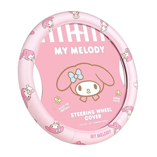 Sanrio My Melody Pastel Pink Steering Wheel Cover for Car, SUV, Truck | Universal Fit Cute Car Accessories & Gift for Women, Official Licensed Steering Wheel Protector, Fits 14.5"-15" Wheels - Image 1