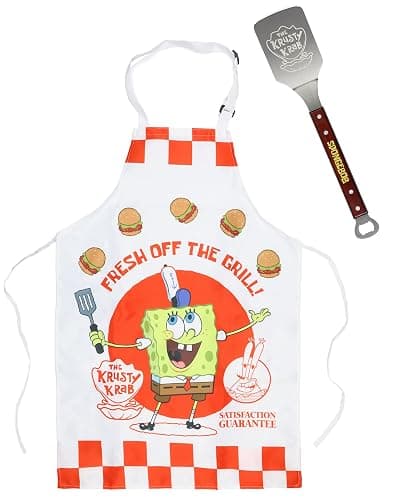 Spongebob Squarepants Apron Grill Set | The Krusty Krab Apron and Spatula Set | Krabby Patty Metal Spatula Grilling Set thumbnail 3