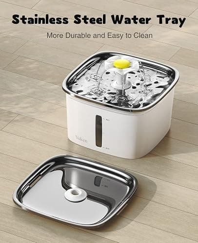 Veken Innovation Award Winner 95oz/2.8L Cat Water Fountain with Stainless Steel Lid, Automatic Pet Fountain Dog Water Dispenser with Replacement Filters for Cats, Dogs (Silver, Stainless Steel) thumbnail 3
