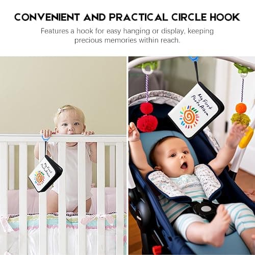 Baby's My First Family Album Holds 21 4x6 Photos, Baby Sun Photo Album Soft Cloth Family Book,My First Photo Book for Baby or Toddlers,Cute Book Gift for Babies Shower Newborns Family Photos（Black） thumbnail 4