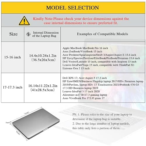 bagasin 15 15.6 16 17 17.3 inch Laptop Computer PC Shoulder Bag Carrying Case, Water-Repellent Briefcase thumbnail 3