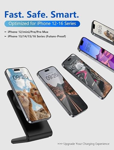 Mag.Safe Charger - iPhone Charger Stand, Fast Magnetic Wireless Charger for iPhone 17/16/15/14/13/12 Series - Black thumbnail 4