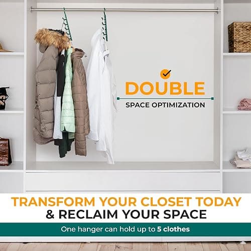 CraftyCrocodile Space Saving Hangers for Clothes - 4 in Pack, Heavy Duty Plastic, Multi Closet Space Savers for Shirts, Pants, Jeans, Sweaters - Hanger Organizer Space Saver - 4 thumbnail 7