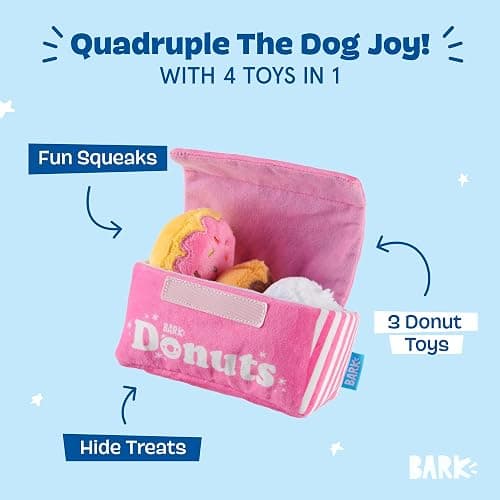 Barkbox Dog Toys – Barker’s Dozen Donuts Plush 4 in 1 Multi Part Interactive Dog Toy for Dogs & Puppies – Small thumbnail 2