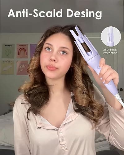 NOVUS 1.25 Inch Rotating Curling Iron for Effortless Waves and Beach Curls, Auto Hair Curler with 60M Ions Anti-Scald, Fast Heating for Hair Styling thumbnail 4