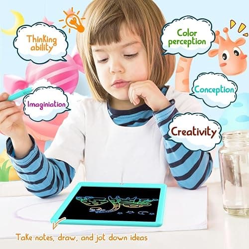BUKEBU LCD Writing Tablet Doodle Board,10.5 inch Colorful Drawing Pad,Electronic Drawing Tablet, Drawing Pads,Travel Gifts for Kids Ages 3 4 5 6 7 8 Year Old Girls Boys (Blue) thumbnail 4